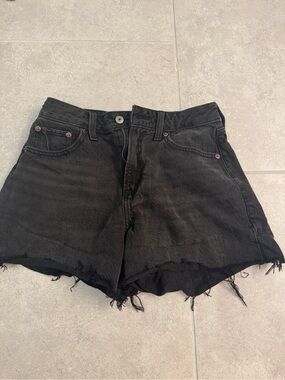 Abercrombie & Fitch Black Frayed Hem Denim Cutoff Shorts